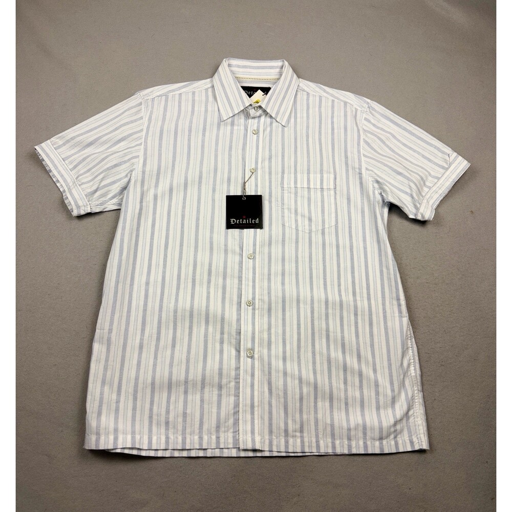NWT Detailed True American Wear Shirt Men’s L Blue Stripe Short Sleeve Y2K